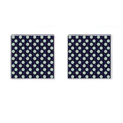 Daisy Dots Navy Blue Cufflinks (square) by snowwhitegirl