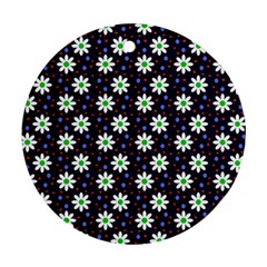 Daisy Dots Navy Blue Round Ornament (two Sides) by snowwhitegirl