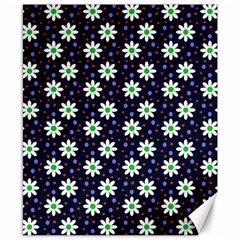 Daisy Dots Navy Blue Canvas 8  x 10 