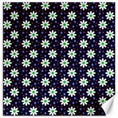 Daisy Dots Navy Blue Canvas 12  X 12   by snowwhitegirl