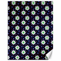 Daisy Dots Navy Blue Canvas 12  x 16  