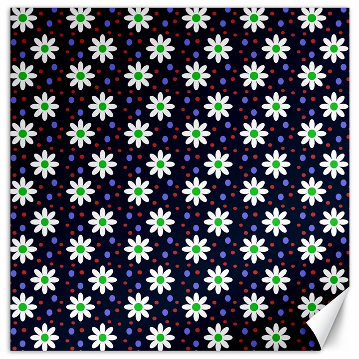 Daisy Dots Navy Blue Canvas 16  x 16  