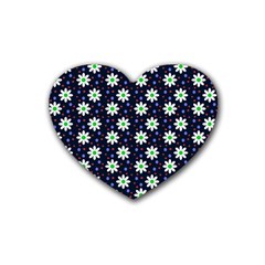 Daisy Dots Navy Blue Heart Coaster (4 pack) 