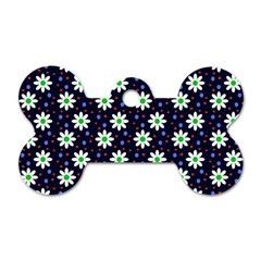 Daisy Dots Navy Blue Dog Tag Bone (one Side) by snowwhitegirl