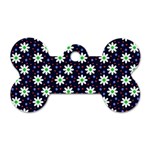 Daisy Dots Navy Blue Dog Tag Bone (Two Sides) Front