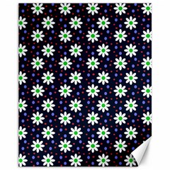 Daisy Dots Navy Blue Canvas 11  x 14  