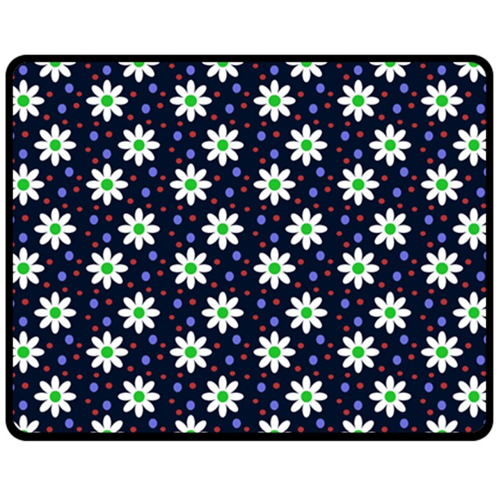 Daisy Dots Navy Blue Fleece Blanket (Medium) 