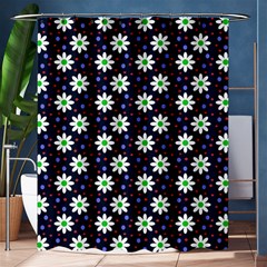 Daisy Dots Navy Blue Shower Curtain 60  x 72  (Medium) 