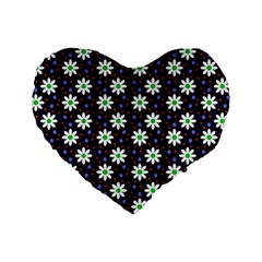 Daisy Dots Navy Blue Standard 16  Premium Heart Shape Cushions