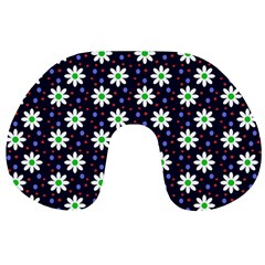 Daisy Dots Navy Blue Travel Neck Pillows by snowwhitegirl