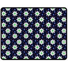 Daisy Dots Navy Blue Double Sided Fleece Blanket (Medium) 