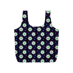 Daisy Dots Navy Blue Full Print Recycle Bags (S) 