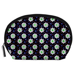 Daisy Dots Navy Blue Accessory Pouches (Large) 