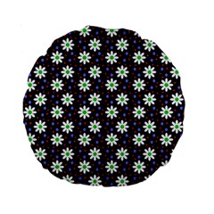 Daisy Dots Navy Blue Standard 15  Premium Flano Round Cushions by snowwhitegirl