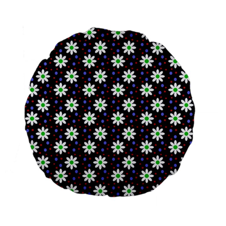 Daisy Dots Navy Blue Standard 15  Premium Flano Round Cushions