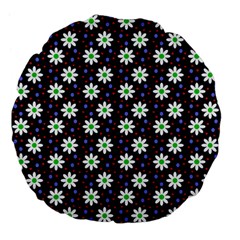 Daisy Dots Navy Blue Large 18  Premium Flano Round Cushions