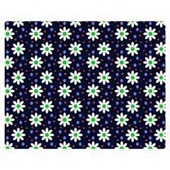 Daisy Dots Navy Blue Double Sided Flano Blanket (medium)  by snowwhitegirl