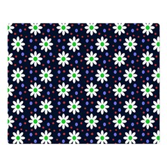 Daisy Dots Navy Blue Double Sided Flano Blanket (large) 