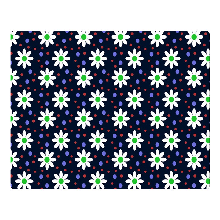 Daisy Dots Navy Blue Double Sided Flano Blanket (Large) 