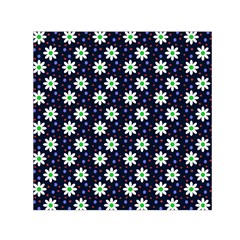 Daisy Dots Navy Blue Small Satin Scarf (Square)