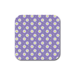 Daisy Dots Violet Rubber Square Coaster (4 Pack)  by snowwhitegirl