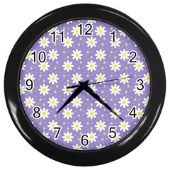 Daisy Dots Violet Wall Clocks (black) by snowwhitegirl