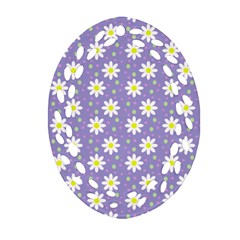 Daisy Dots Violet Oval Filigree Ornament (two Sides) by snowwhitegirl