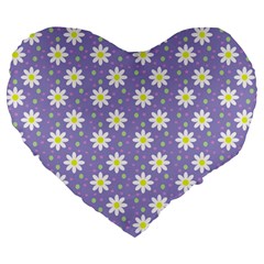 Daisy Dots Violet Large 19  Premium Heart Shape Cushions by snowwhitegirl