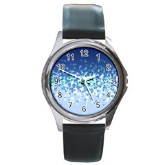 Blue Disintegrate Round Metal Watch by jumpercat