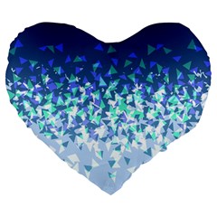 Blue Disintegrate Large 19  Premium Heart Shape Cushions by jumpercat