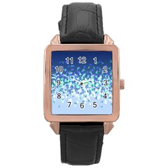 Blue Disintegrate Rose Gold Leather Watch  by jumpercat