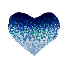 Blue Disintegrate Standard 16  Premium Flano Heart Shape Cushions by jumpercat