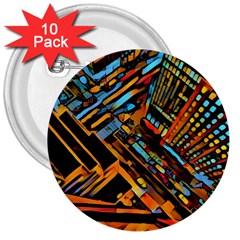 City Scape 3  Buttons (10 Pack)  by NouveauDesign