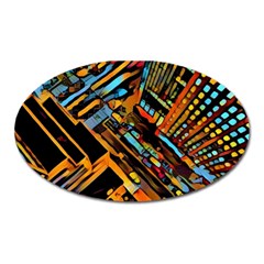 City Scape Oval Magnet by NouveauDesign