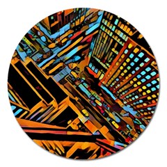 City Scape Magnet 5  (round) by NouveauDesign