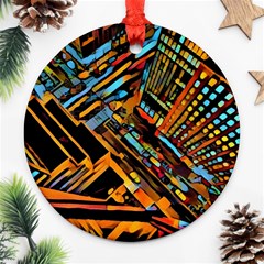 City Scape Round Ornament (two Sides) by NouveauDesign