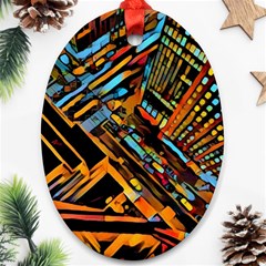 City Scape Oval Ornament (two Sides) by NouveauDesign