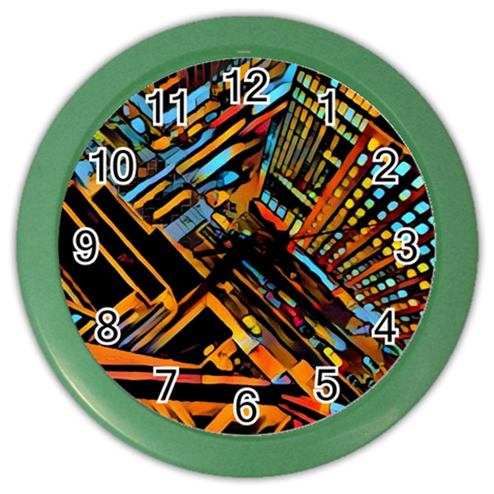 city scape Color Wall Clocks