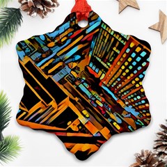 City Scape Snowflake Ornament (two Sides) by NouveauDesign