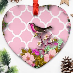 Shabby Chic,floral,bird,pink,collage Ornament (heart) by NouveauDesign