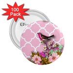 shabby chic,floral,bird,pink,collage 2.25  Buttons (100 pack)  Front