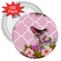 Shabby Chic,floral,bird,pink,collage 3  Buttons (100 Pack)  by NouveauDesign