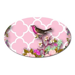 Shabby Chic,floral,bird,pink,collage Oval Magnet by NouveauDesign