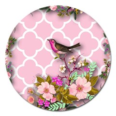 Shabby Chic,floral,bird,pink,collage Magnet 5  (round) by NouveauDesign