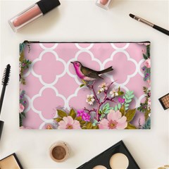 Shabby Chic,floral,bird,pink,collage Cosmetic Bag (large)  by NouveauDesign