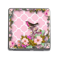 Shabby Chic,floral,bird,pink,collage Memory Card Reader (square) by NouveauDesign