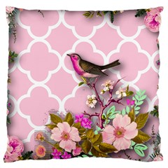 Shabby Chic,floral,bird,pink,collage Large Cushion Case (two Sides) by NouveauDesign