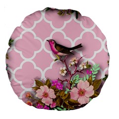 Shabby Chic,floral,bird,pink,collage Large 18  Premium Round Cushions by NouveauDesign