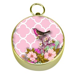 Shabby Chic,floral,bird,pink,collage Gold Compasses by NouveauDesign