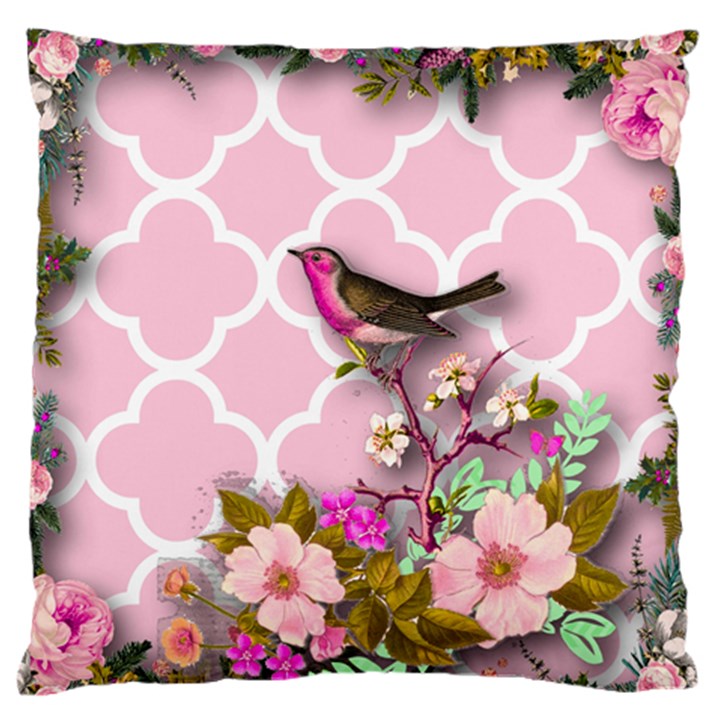 shabby chic,floral,bird,pink,collage Standard Flano Cushion Case (Two Sides)